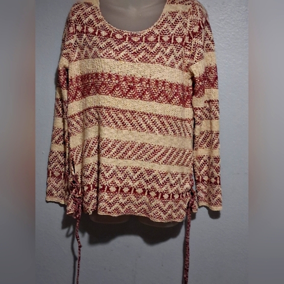 Knox Rose Cream and Brown Crew Neck Sweater - Picture 1 of 7